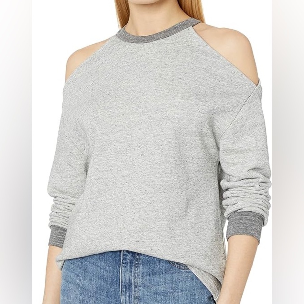 AG Adriano Goldschmied Gray Cold Shoulder Sweater